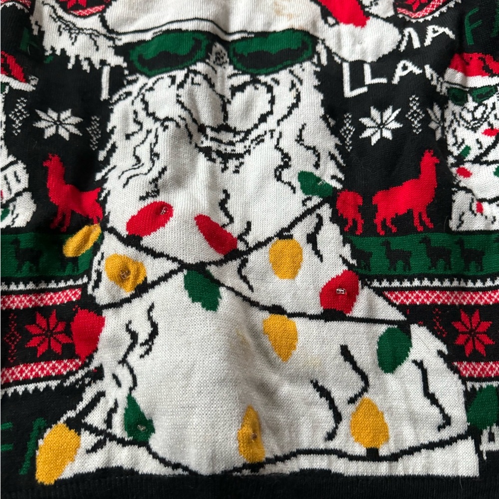 Super cute winter Christmas ugly Xmas sweater llama light up switch flas… - Picture 2 of 4